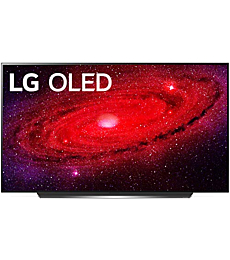 LG 77-inch OLED CX TV displaying a vibrant image with deep blacks.