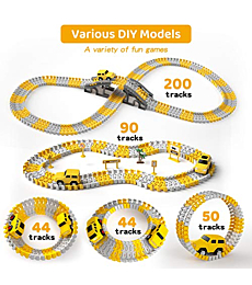 iHaHa 236 PCS Construction Race Tracks for Kids Boys Toys, 6 PCS Construction Car and Flexible Track Playset Create A Engineering Road Gifts for 3 4 5 6 Year Old Boys Girls Best Toys