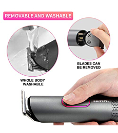 PRITECH Hair Trimmer for Women, Waterproof Bikini Trimmer, Rechargeable Pubic Hair Clippers and Trimmer, Electric Shaver for Women, Women Electric Razor, Hair Cut Kit, Barber Grooming Set, Aurora Gray