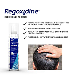 Regoxidine Men's 5% Minoxidil Foam (3-Month Supply) Helps Restore Vertex Hair Loss and Supports Hair Regrowth for Thinning Hair with Unscented Topical Aerosol Treatment
