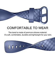 Pack 3 Silicone Bands for Fitbit Charge 4 / Fitbit Charge 3 / Charge 3 SE Replacement Wristbands for Women Men Small Large(Without Tracker) (Large: for 7.1"-8.7" Wrists, Black+Navy Blue+Slate Grey)