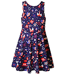 QPANCY 4th July Dresses for Girls 6X 7 USA Flag Unicorn Clothes Theme Party Outfits 6 7