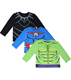 Marvel Avengers Black Panther Captain America Hulk Little Boys 3 Pack Long Sleeve T-Shirt 6