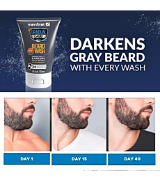MENFIRST Gradual Gray Darkening Beard Wash Shampoo for Men, Reduces White Beard Color, 4.6 oz