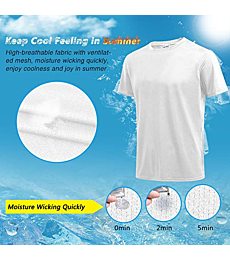 MeetHoo Men’s Athletic T Shirts, Quick Dry Workout Short Sleeve Shirt Gym Tops for Sport Running White