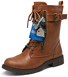 Vepose Women's 29 Mid Calf Boots Brown Combat Military Credit Card Wallet Pocket Boot Size 9(CJY929 brown 09)