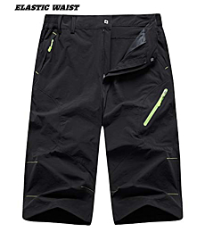 TACVASEN Men's 3/4 Capri Pants Quick Dry Workout Hiking Cargo Shorts with Zipper Pockets