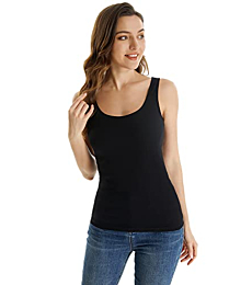 RASPBERRY PUDDING Cotton Ribbed Tank Tops for Women Slim Fit Scoop Neck