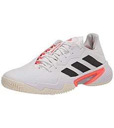 adidas Men's Barricade Tennis Shoe, White/Core Black/Solar Red, 7.5