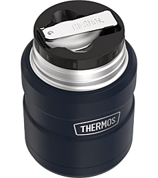 THERMOS Stainless King Vacuum-Insulated Food Jar with Spoon, 16 Ounce, Midnight Blue