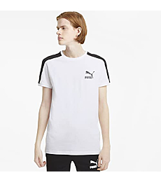 PUMA mens Iconic T7 Tee T Shirt, Puma White, Large US