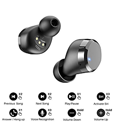 TOZO T12 Wireless Earbuds Bluetooth Headphones Premium Fidelity Sound Quality Wireless Charging Case Digital LED Intelligence Display IPX8 Waterproof Earphones Built-in Mic Headset for Sport