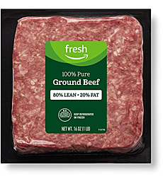 Fresh Brand – Ground Beef 80% Lean/20% Fat, 1 lb