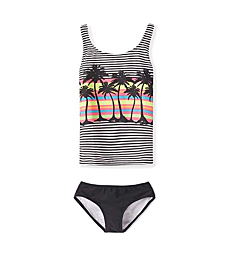Jimmy Baha·mas Girls 2-PC Tankini Swimsuits Halter Top with Bottoms Bathing Suit (Black, L)