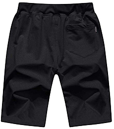 Tansozer Mens Casual Shorts Comfy Workout Drawstring Shorts Cotton Running Shorts Summer Beach Shorts Black S