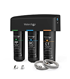 Waterdrop TSA 3-Stage Under Sink Water Filter, Water Filtration System Under Sink System, Direct Connect to Home Faucet, NSF/ANSI 42 Certified Element, USA Tech
