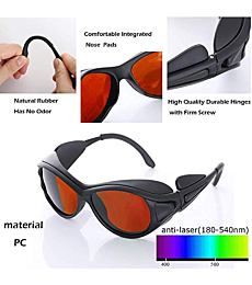 Laser Safety Goggles 532nm OD 6+ Professional 180nm-532nm Wavelength Violet/Blue/Green Laser Protective Glasses for 405nm, 445nm, 450nm,473nm 532nm Laser Fit Dazzling Lasers, Like Engraving Machines