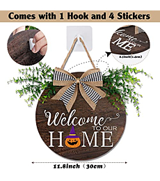 OurWarm Seasonal Welcome Door Sign Front Door Porch Decor, Interchangeable Rustic Wood Hanging Porch Decorations for Summer Fall Christmas Holiday Farmhouse Outdoor Decor Housewarming Gifts, 12'' Round