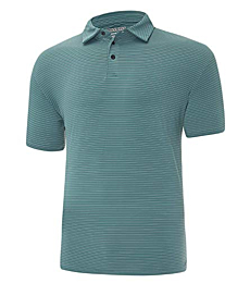 COSSNISS Men's Dry Fit Golf Polo Shirt (Medium, Stripe Green, m)