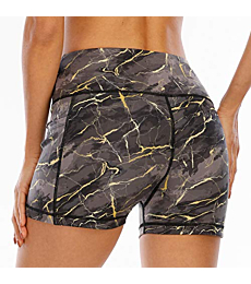 OUYISHANG Yoga Shorts with Pockets,3" Workout Shorts Womens,Biker Shorts for Women High Waist,Athletic Running Shorts for WomenY012-Rock Texture-L