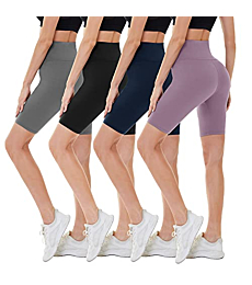 CAMPSNAIL 4 Pack Biker Shorts for Women – 8" High Waist Workout Biker Yoga Running Compression Exercise Shorts