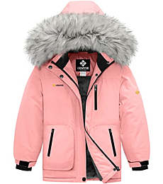 Amazon Essentials Girls' Heavyweight Hooded Puffer Jacket, Light Mauve, Medium