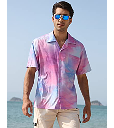 BOJIN Men's Hawaiian Shirts Short Sleeve Tropical Beach Casual Button Down Shirts BJ057 M