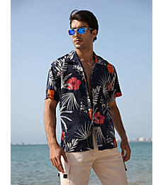 BOJIN Men's Hawaiian Shirts Short Sleeve Tropical Beach Casual Button Down Shirts BJ056 1X