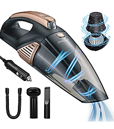 Car Vacuum Cleaner, 5000PA DC 12V 106W High Power Portable Handheld Car Vacuum Cleaner, Strong Suction, Wet & Dry Use, Quick Cleaning, with 16.4ft Power Cord, 2 Filters & Carry Bag (106W-5000PA)