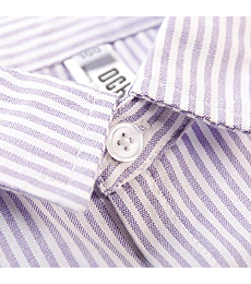 OCHENTA Boys Short Sleeve Button Down Shirt, Striped Sport Casual Tops Purple Tag 130CM - 5 Years