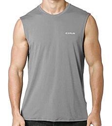 EZRUN Men's Sleeveless Shirt Quick Dry Workout Swim Shirt Gym Muscle Athletic Beach Tank Top(LightGray,S)
