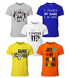 BROOKLYN VERTICAL 5-Pack Boys Video Gamer Gaming Short Sleeve Crew Neck T-Shirt with Chest Print | Soft Cotton Sizes 6-20