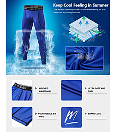 MeetHoo Men’s Compression Pants, Workout Leggings Cool Dry Athletic Running Tight Fitness Base Layer for Gym Sports