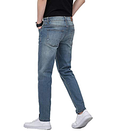 Plaid&Plain Men’s Slim Fit Jeans Tapered Jeans