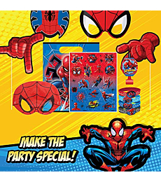 Unique Spiderman Party Favors Bundle | Photo Props, Loot Bags, Sticker Sheets, Blowouts, Masks, Bracelets|Kid's Birthday Party, Movie Event