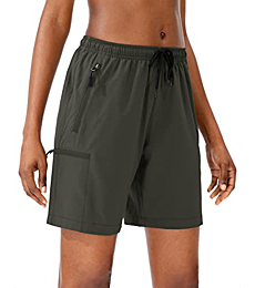 SANTINY Women's Hiking Cargo Shorts Quick Dry Lightweight Summer Shorts for Women Travel Athletic Golf with Zipper Pockets