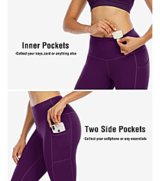 CHRLEISURE Biker Shorts with Pockets for Women High Waist, Tummy Control Workout Spandex Shorts (12“ Purple, S)