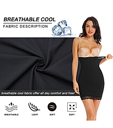 Seamless Slips for Women Under Dresses High Waist Shapewear Tummy Control Half Slip Body Shaper Skirt Black Large