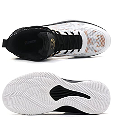 Beita High Upper Basketball Shoes Sneakers Men Breathable Sports Shoes Anti Slip, Black White, 8