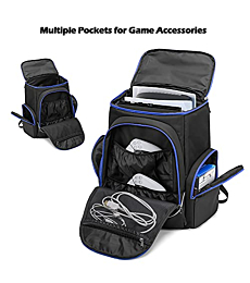 Trunab Gaming Console Backpack Compatible with PS5/PS4/PS4 Pro/PS4 Slim/Xbox One/Xbox One X/Xbox One S, Travel Carrying Bag with Multiple Pockets for 15.6” Laptop and Accessories