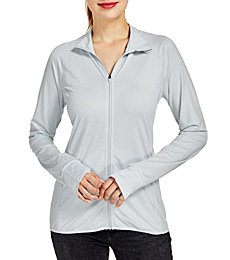 Willit Women's UPF 50+ Sun Protection Jacket SPF Shirts Long Sleeve Running Hiking Athletic UV Jacket Lightweight Gray M