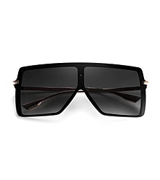 FEISEDY Flat Top Oversized Shield Sunglasses Women Men Square Fashion Rimless Shades UV400 B2784