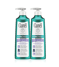 Curl Hydra Therapy In Shower Lotion, Itch Defense Body Moisturizer with Advanced Ceramide Complex, Vitamin E, & Oatmeal Extract, Helps to Repair Moisture Barrier, 12 Ounce (Pack of 2)