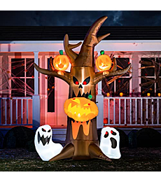 Joiedomi 10 FT Tall Halloween Inflatable Scary Tree Bites Pumpkin Inflatable Yard Decoration with Build-in LEDs Blow Up Inflatables Ghost for Halloween Party Indoor, Outdoor, Yard, Garden, Lawn Decor