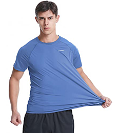 VAYAGER Men's Swim Shirts Rash Guard UPF 50+ Short Sleeve Quick Drying Crew Water Shirt(Royal Blue-M)