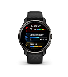 Garmin Venu 2 Plus, GPS Smartwatch with Call and Text, Advanced Health Monitoring and Fitness Features, Slate with Black Band