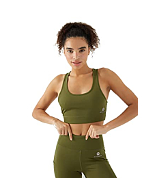 ACTIVERA Active Padded Sports Bra - Sports Bras for Women Light & Everyday Support/Removable Pads – Comfortable Workout Tops with Different Size and Color Options Olive