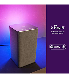 Philips W6205 Wireless Home Speaker, Bluetooth + DTS Play-Fi Compatible for Surround Sound/Stereo Pairing. Connects to Spotify, AirPlay2, Chromecast, and Echo Speakers. LED Mood Lighting, TAW6205