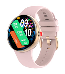 HOAIYO AMOLED Smartwatch, Activity Tracker for Fitness and Health, 3 ATM Waterproof, Monitor SpO2, Heart Rate, Sleep, Stress for Men and Women for Andriod iOS (Pink, 1.2" AMOLED)