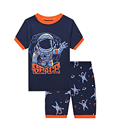 ABeCue Little Boys 100% Cotton Short Sleeve Kids Clothing Sets Toddler for Summer 4pieces (Astronaut, Size2)